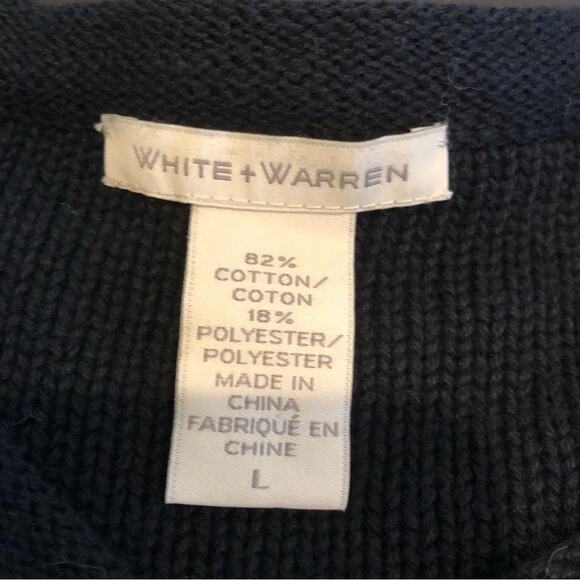 White + Warren black and cream full zip cardigan sweater jacket size Large - Picture 10 of 14